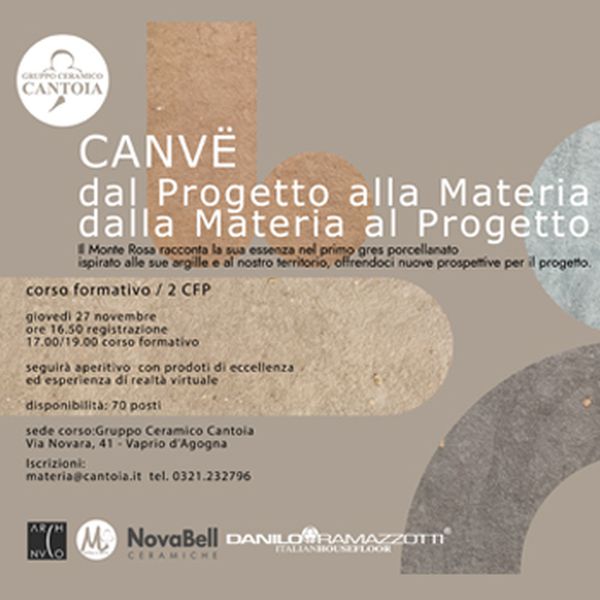 Gruppo Ceramico Cantoia, Novara - news e eventi: 27/11/25 CORSO FORMATIVO ARCHITETTI: 2CFP