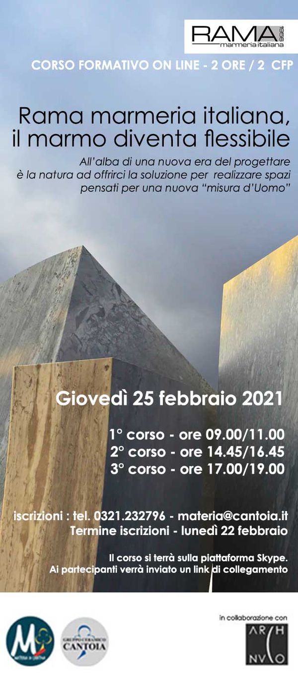 Gruppo Ceramico Cantoia, Novara - news e eventi: CORSI FORMATIVI ARCHITETTI 2021 CON CFP